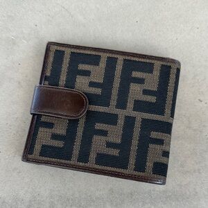 Fendi Brown and Brown Monogram Card Holder Wallet / Fendi Zucca Compact wallet